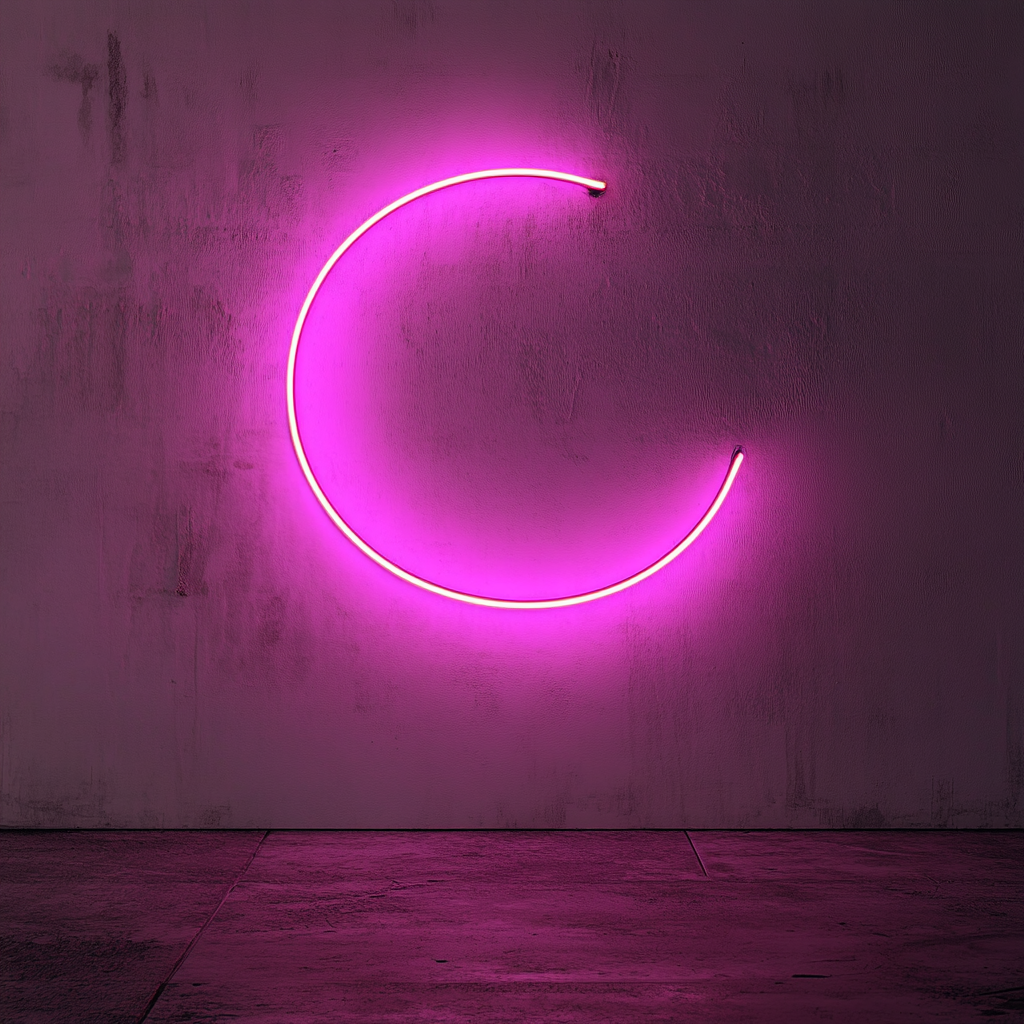Crescent Moon - Pink Neon Sign, 18 Inches
