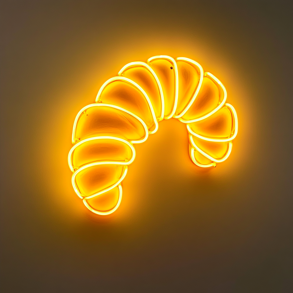 Croissant - Yellow Neon Sign, 24 Inches