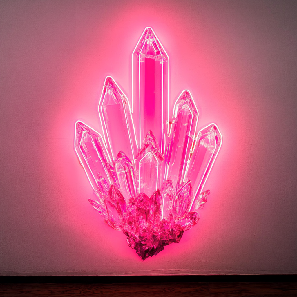 Crystal Cluster - Pink Neon Sign, 18 Inches