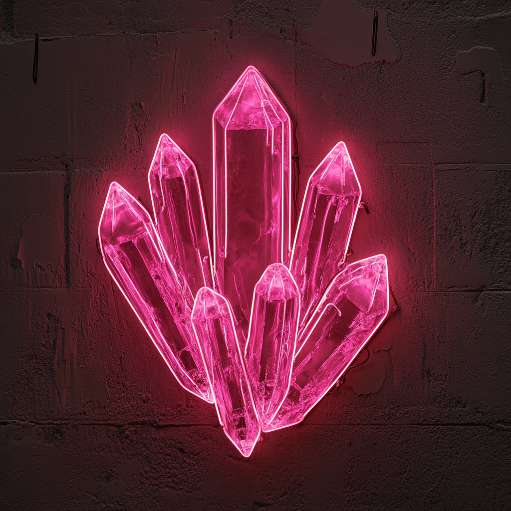 Crystal Cluster - Pink Neon Sign, 18 Inches