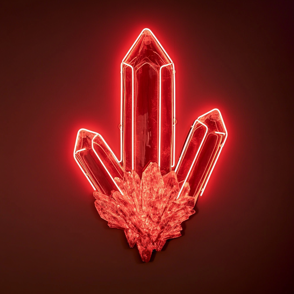 Crystal Cluster - Red Neon Sign, 24 Inches