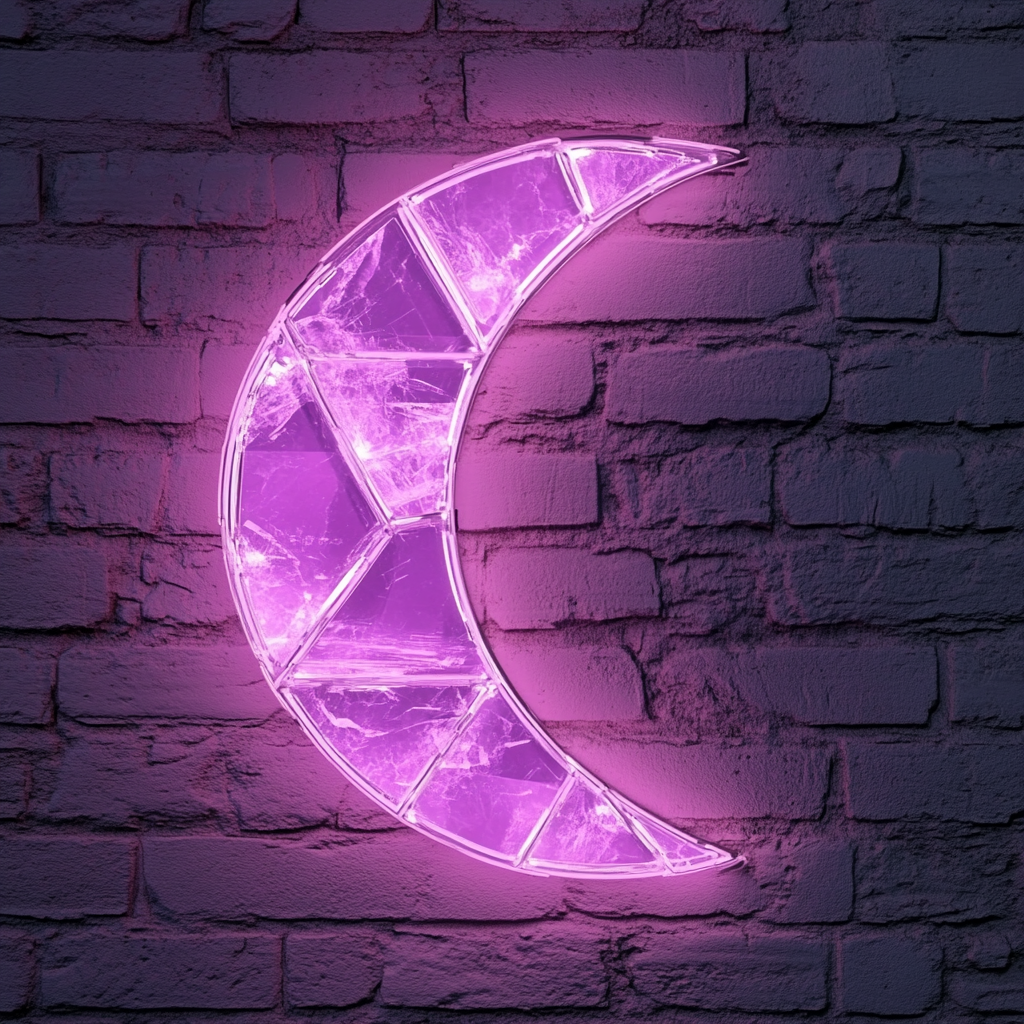 Crystal Moon - Pink Neon Sign, 18 Inches