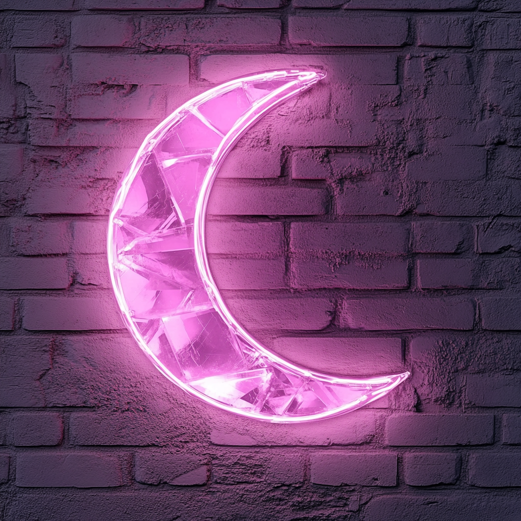 Crystal Moon - Pink Neon Sign, 18 Inches