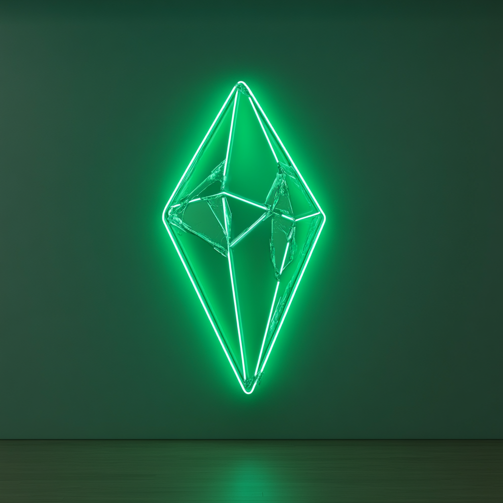 Crystal Prism - Green Neon Sign, 24 Inches