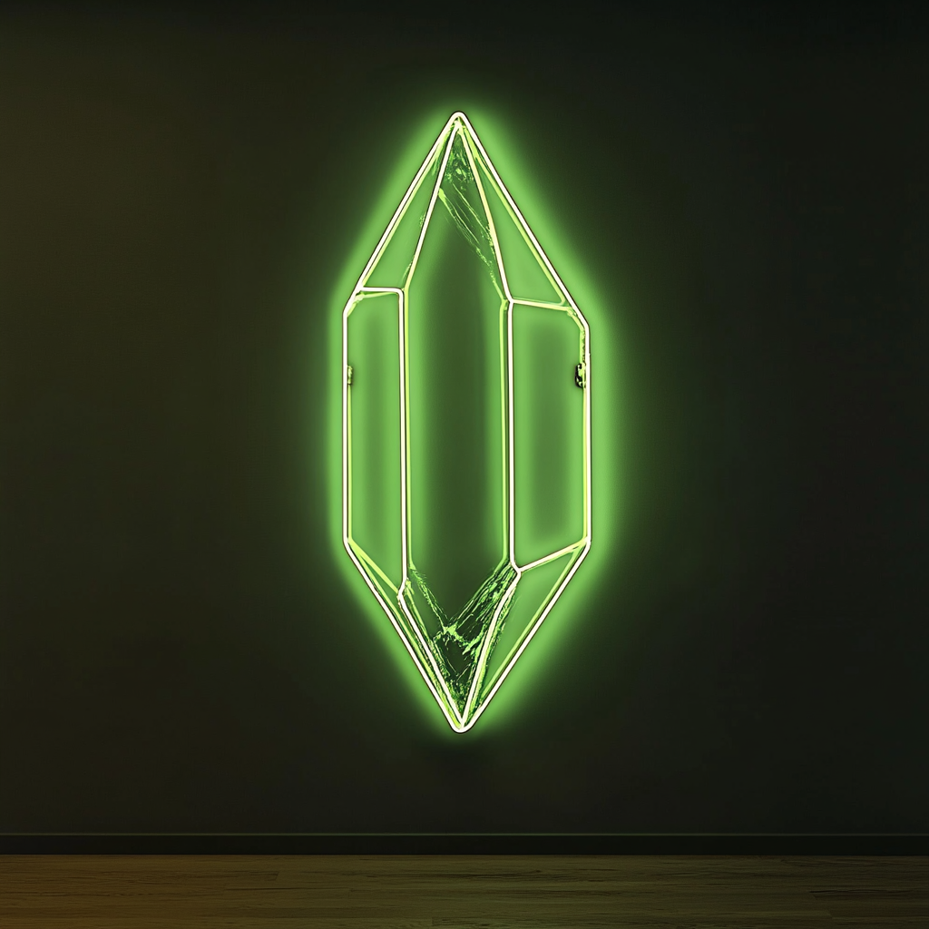Crystal Prism - Green Neon Sign, 18 Inches