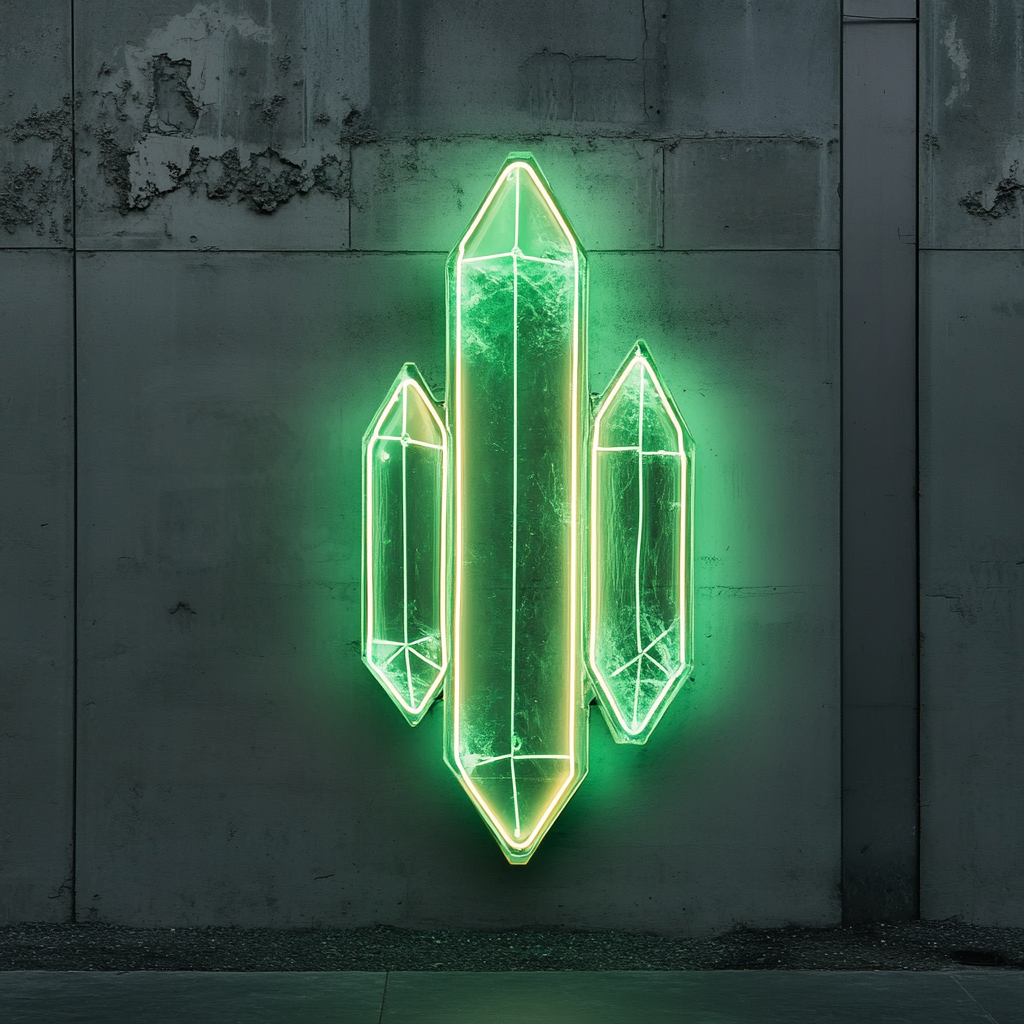 Crystal Prism - Green Neon Sign, 18 Inches