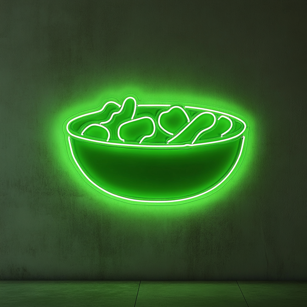 Cucumber Salad Bowl - Green Neon Sign, 24 Inches