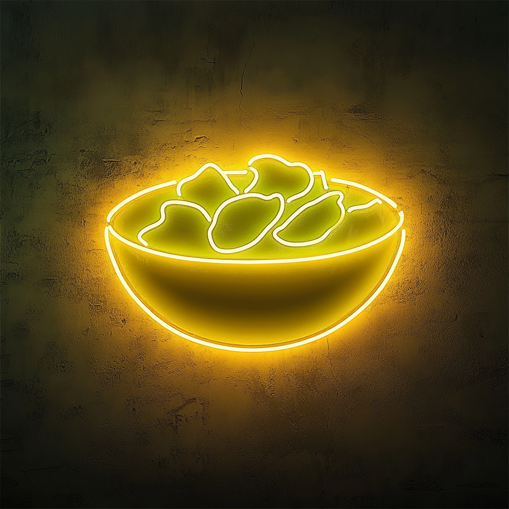 Cucumber Salad Bowl - Yellow Neon Sign, 24 Inches