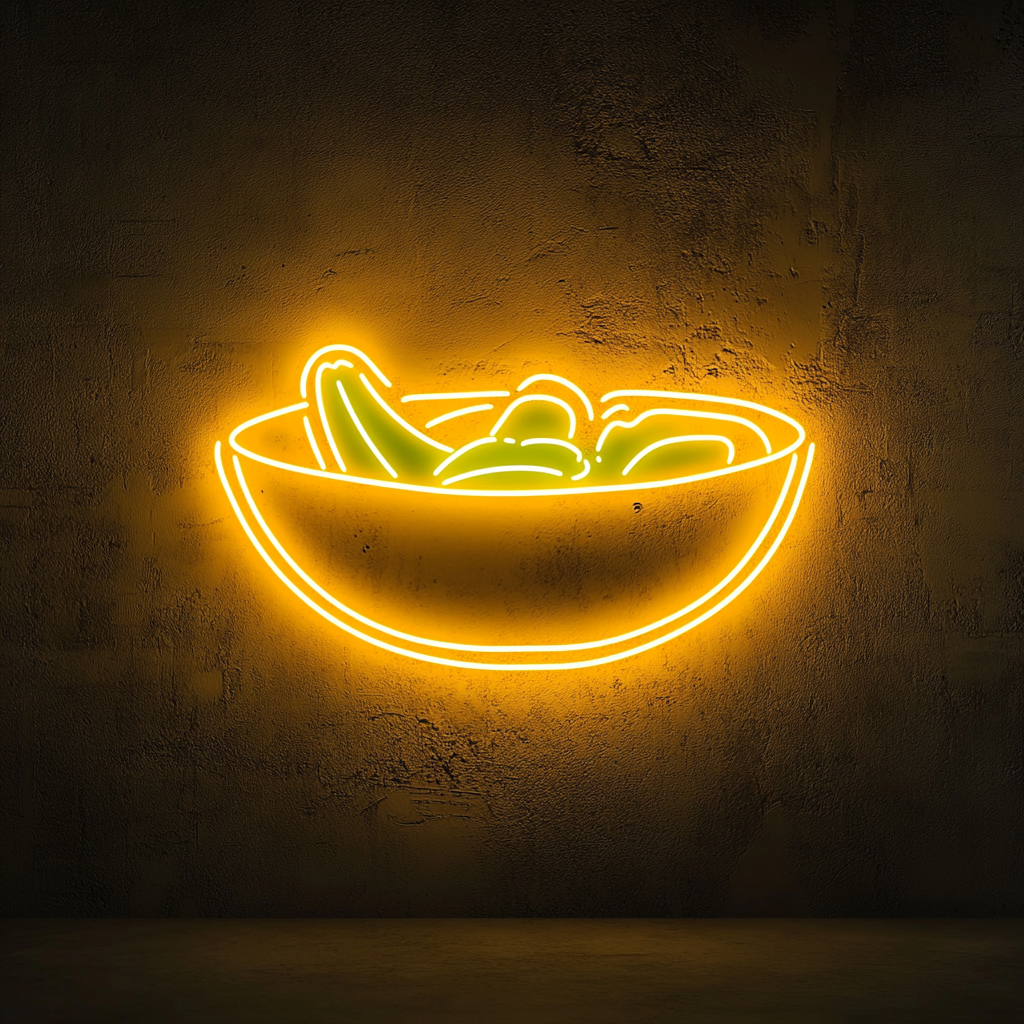 Cucumber Salad Bowl - Yellow Neon Sign, 24 Inches