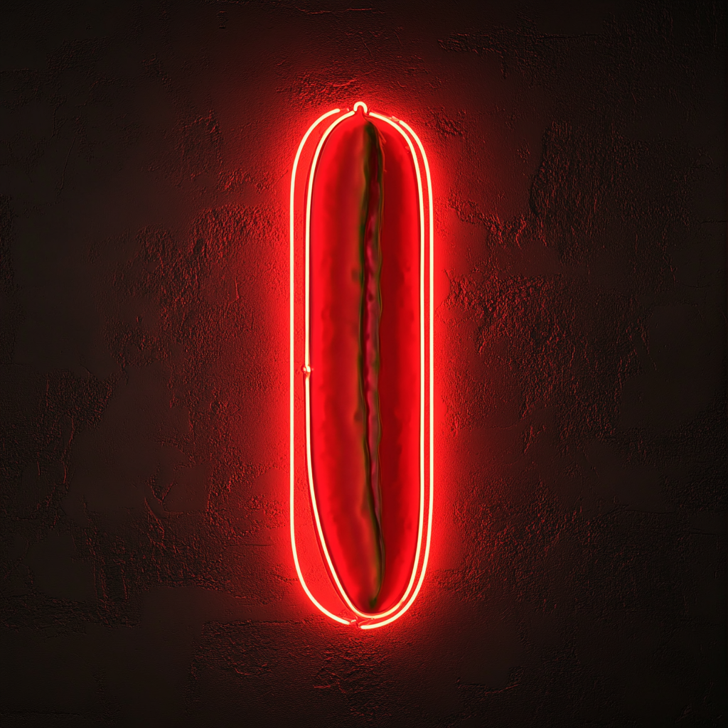 Cucumber Slice - Red Neon Sign, 24 Inches