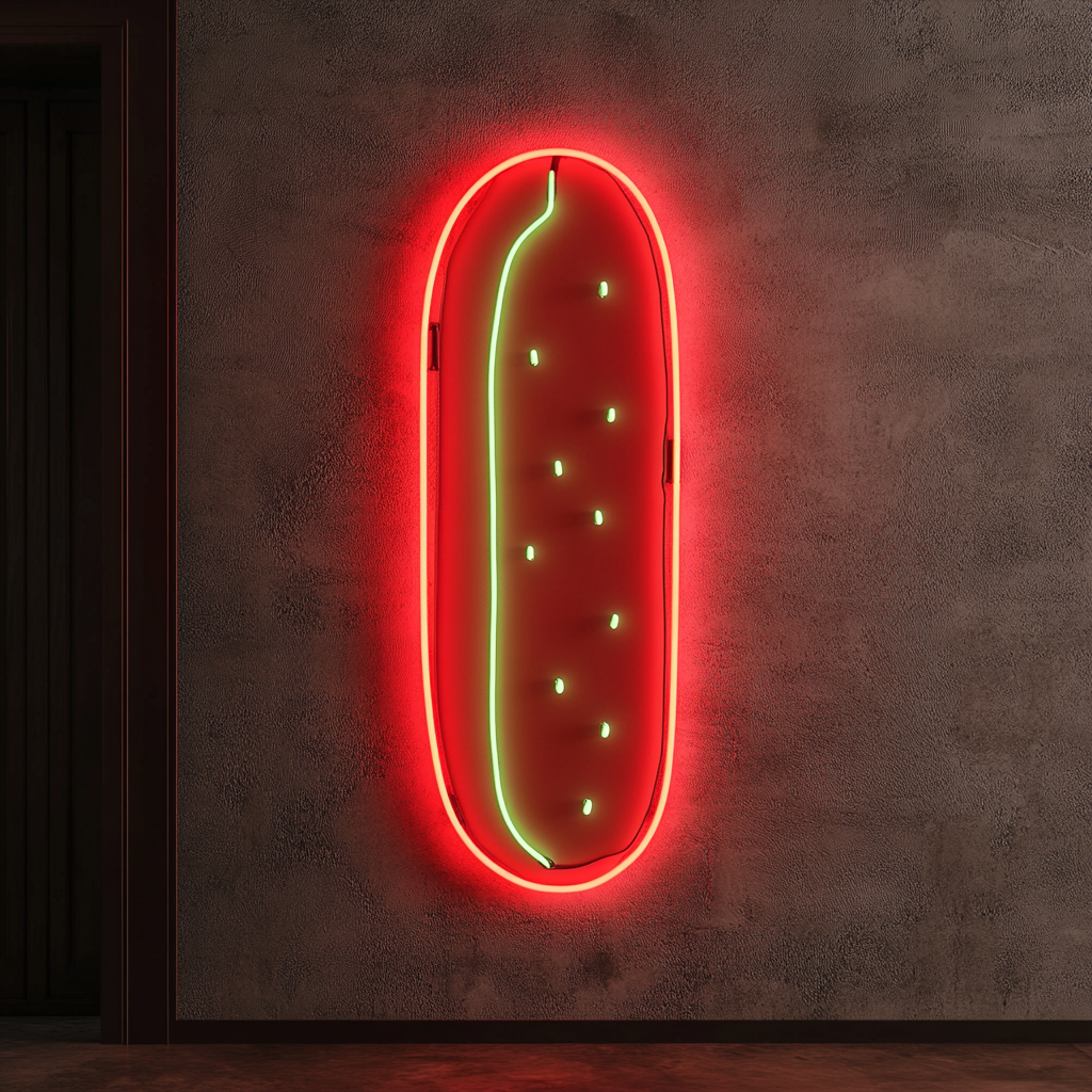 Cucumber Slice - Red Neon Sign, 24 Inches