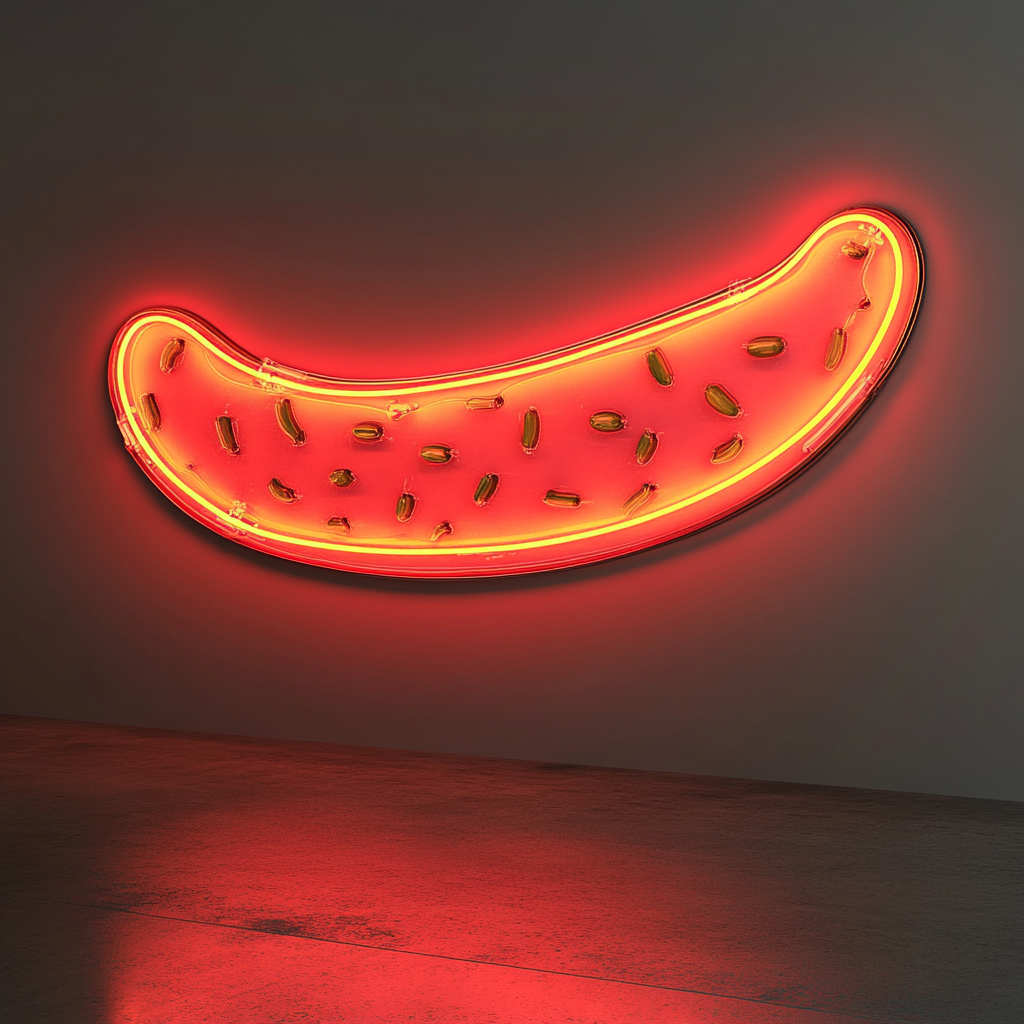 Cucumber Slice - Red Neon Sign, 24 Inches