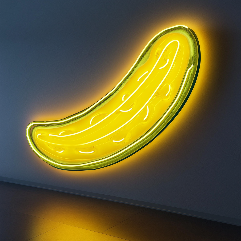 Cucumber Slice - Yellow Neon Sign, 24 Inches
