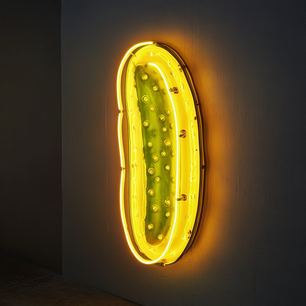 Cucumber Slice - Yellow Neon Sign, 24 Inches