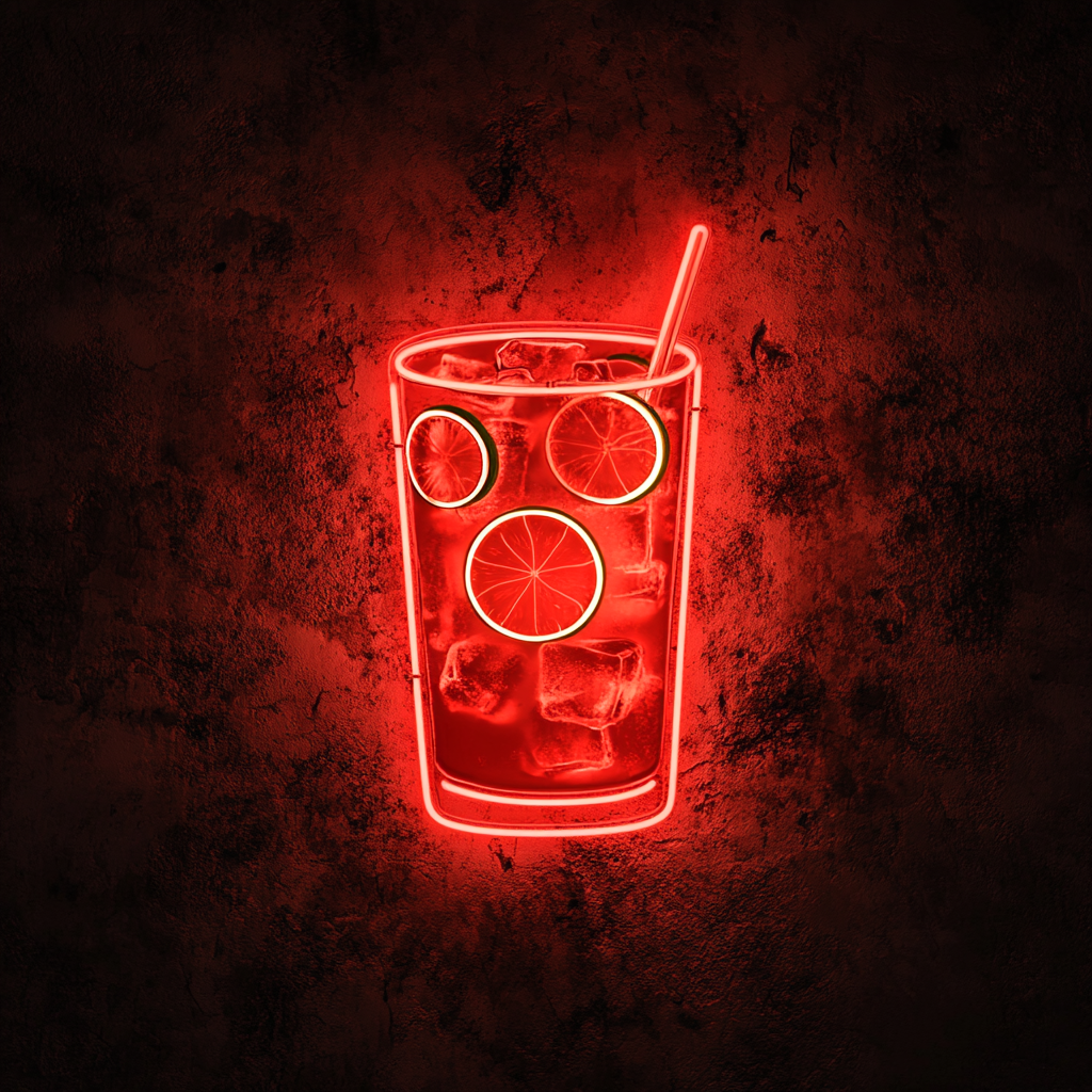 Cucumber Slices in Water - Red Neon Sign, 24 Inches