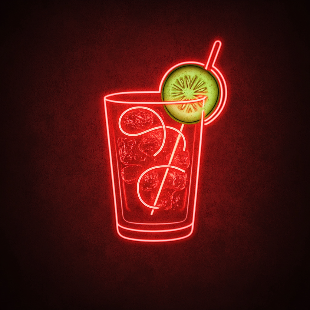 Cucumber Slices in Water - Red Neon Sign, 24 Inches
