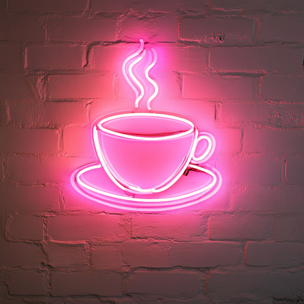Cup and Saucer - Pink Neon Sign, 24 Inches