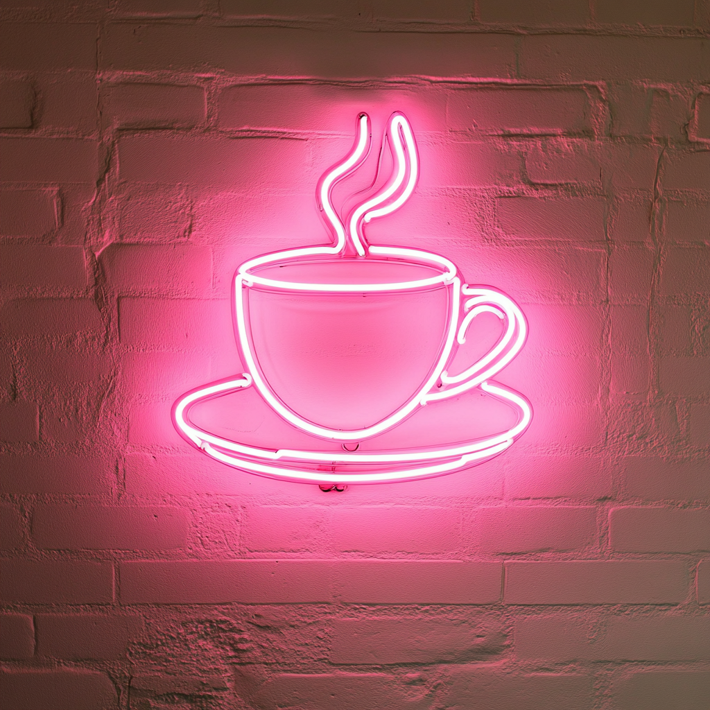 Cup and Saucer - Pink Neon Sign, 24 Inches