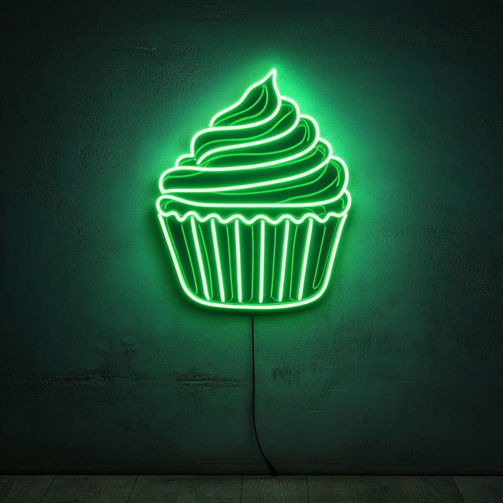 Cupcake - Green Neon Sign, 24 Inches