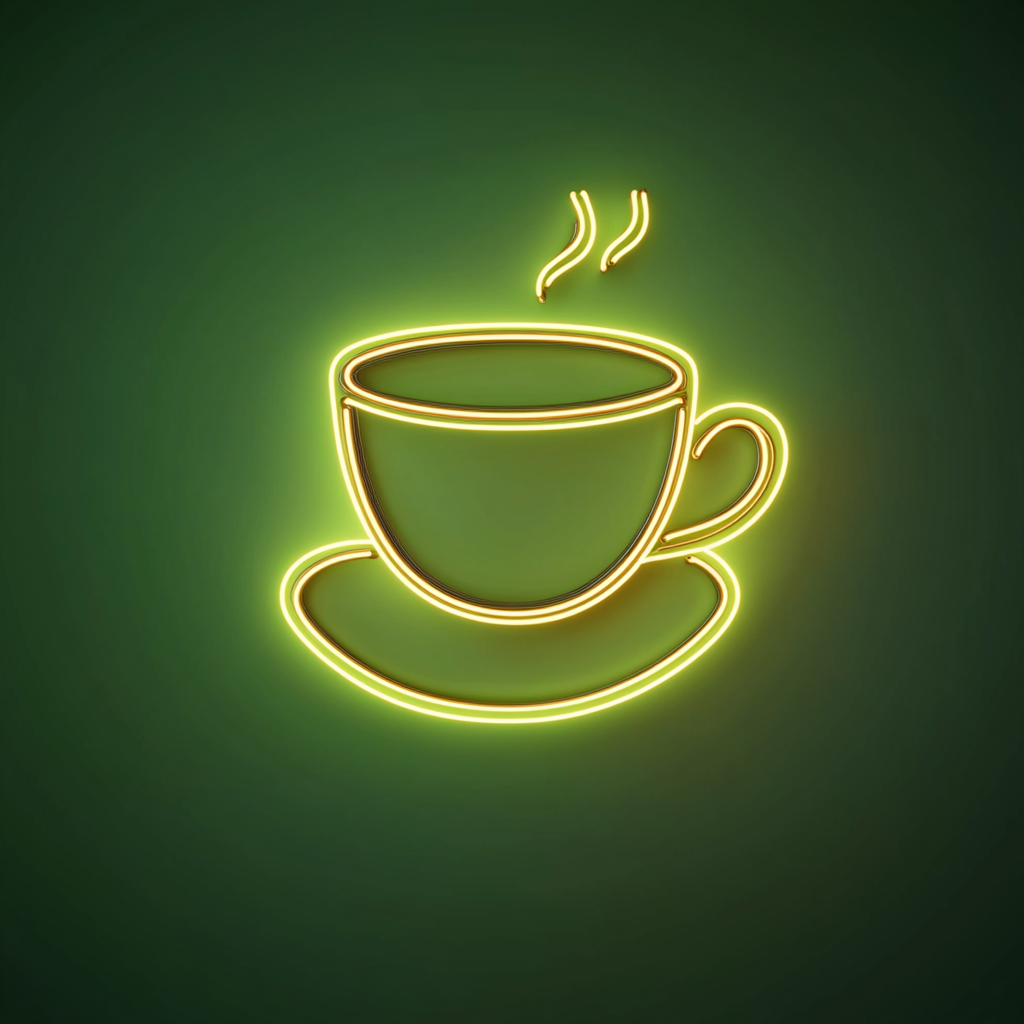 Cup of Black Coffee - Green Neon Sign, 24 Inches