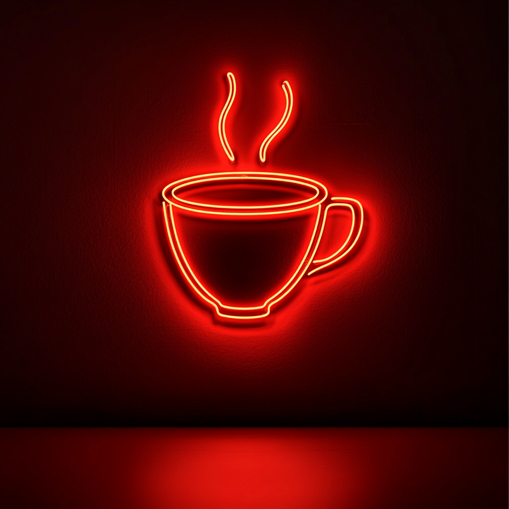Cup of Black Coffee - Red Neon Sign, 24 Inches