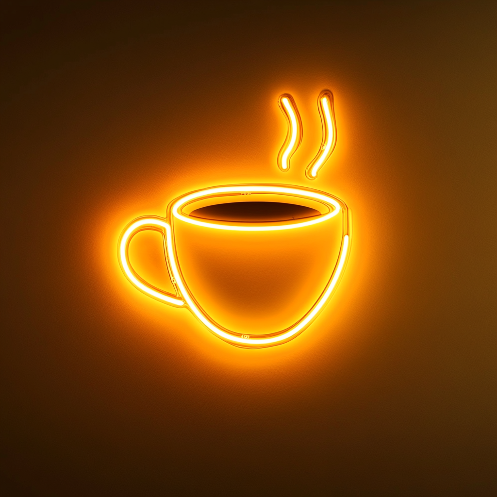 Cup of Black Coffee - Yellow Neon Sign, 24 Inches