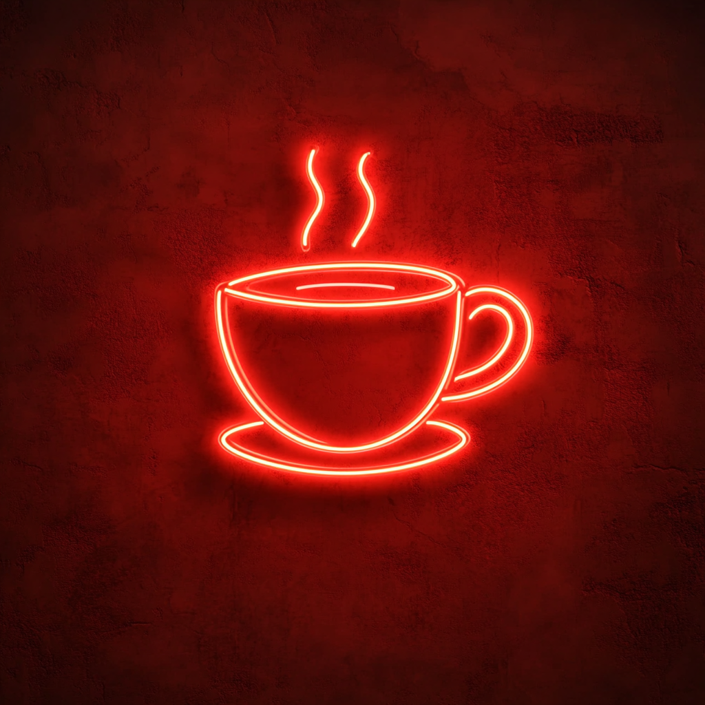 Cup of Cappuccino - Red Neon Sign, 24 Inches