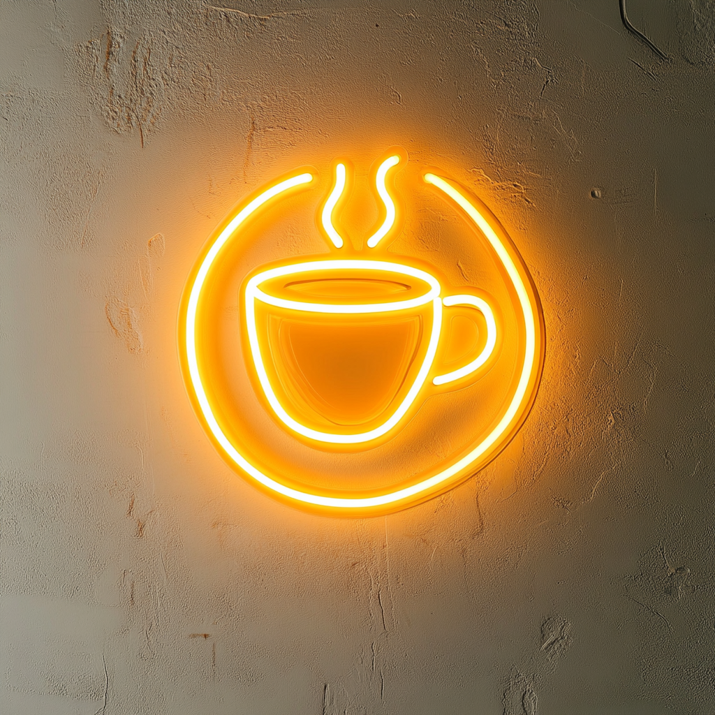 Cup of Cappuccino - Yellow Neon Sign, 24 Inches