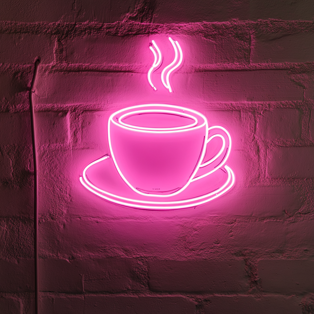 Cup of Espresso with Saucer - Pink Neon Sign, 18 Inches