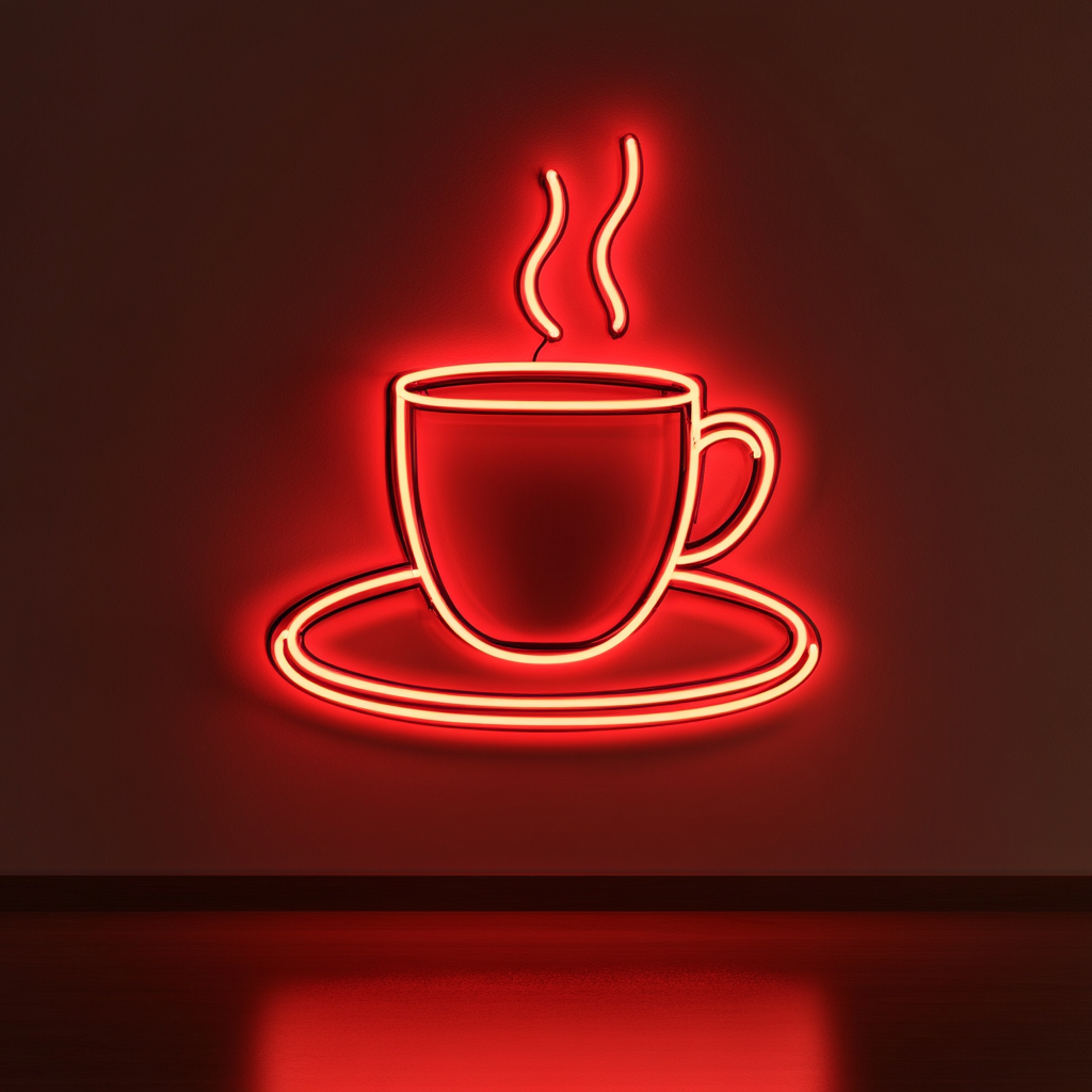 Cup of Espresso with Saucer - Red Neon Sign, 24 Inches