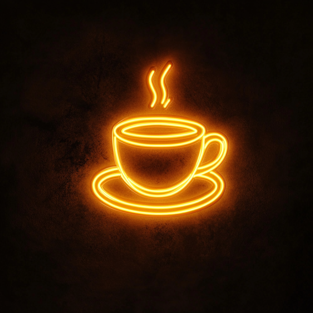 Cup of Espresso with Saucer - Yellow Neon Sign, 24 Inches