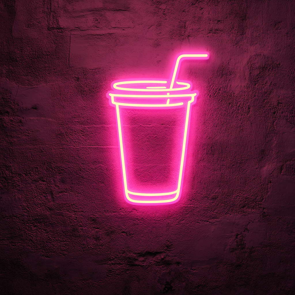 Cup of Iced Tea - Pink Neon Sign, 24 Inches