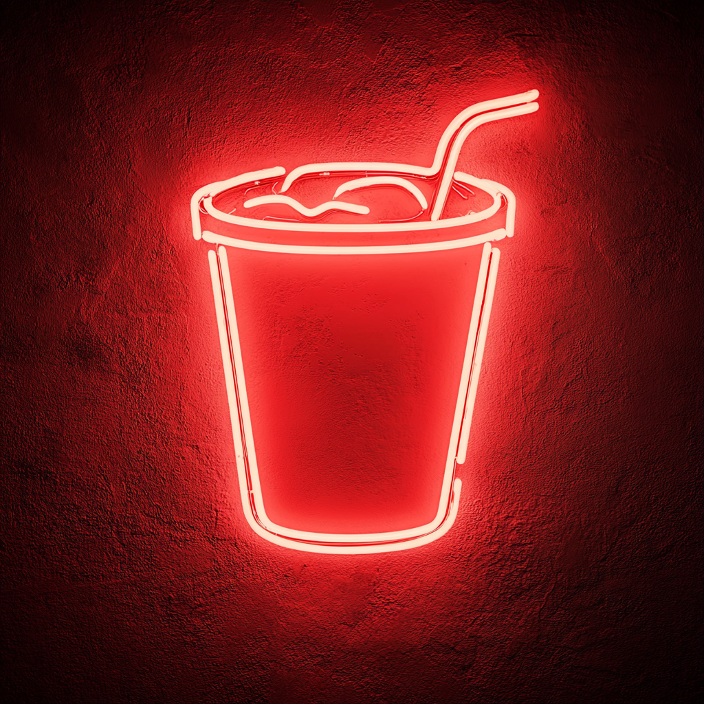 Cup of Iced Tea - Red Neon Sign, 24 Inches