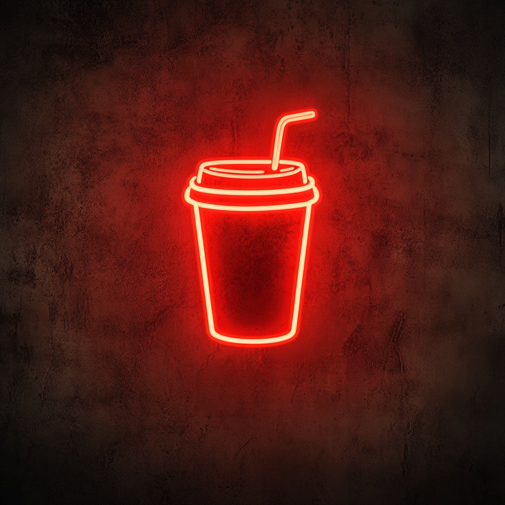 Cup of Iced Tea - Red Neon Sign, 24 Inches