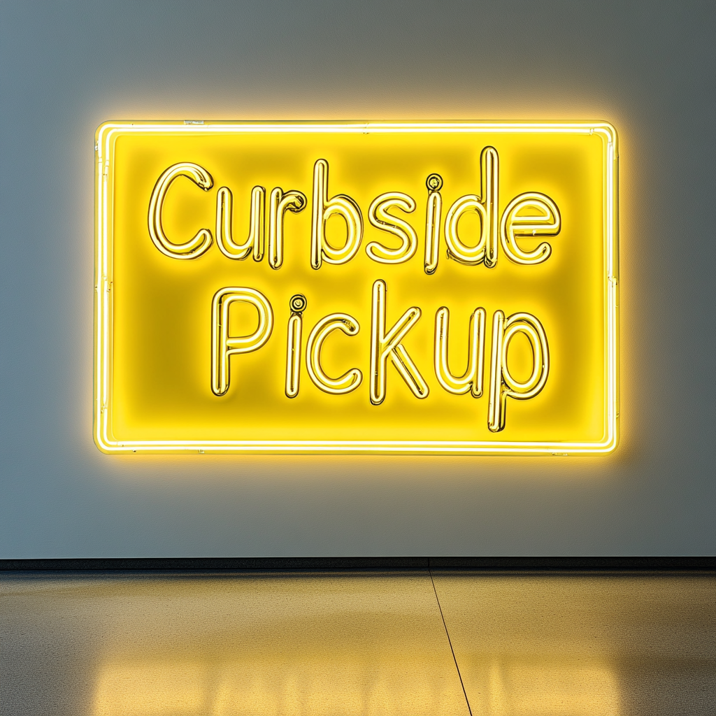 Curbside Pickup - Yellow Neon Sign, 18 Inches