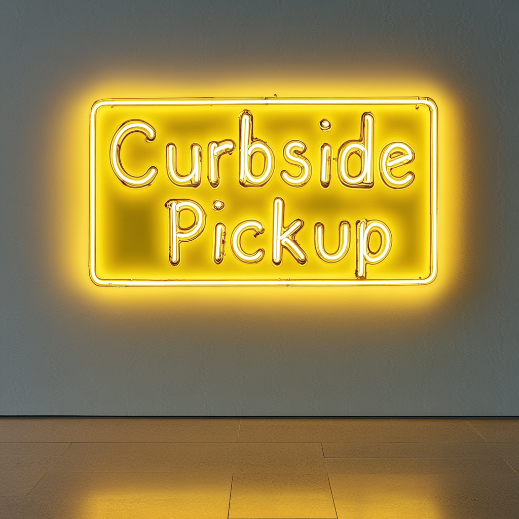 Curbside Pickup - Yellow Neon Sign, 18 Inches