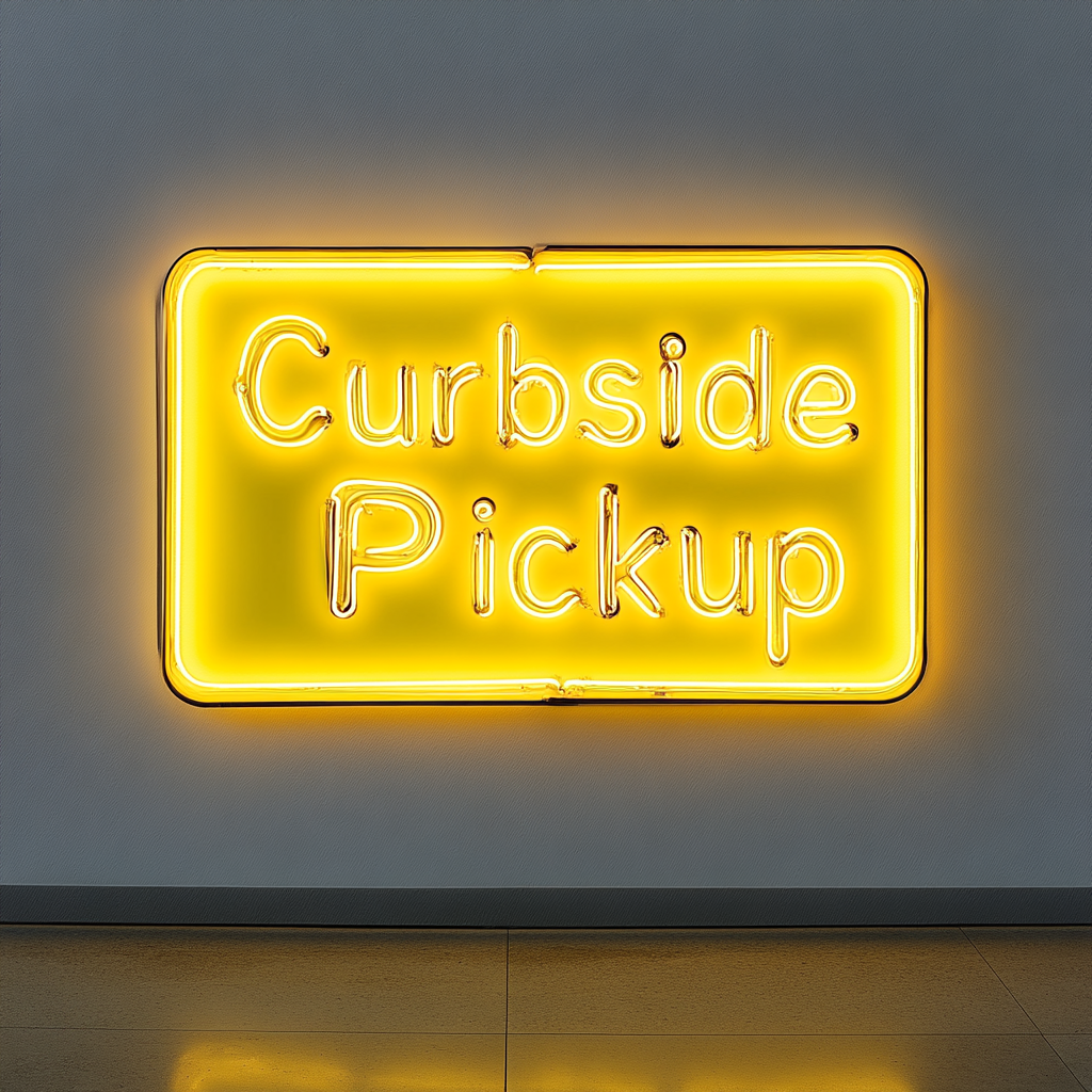 Curbside Pickup - Yellow Neon Sign, 24 Inches