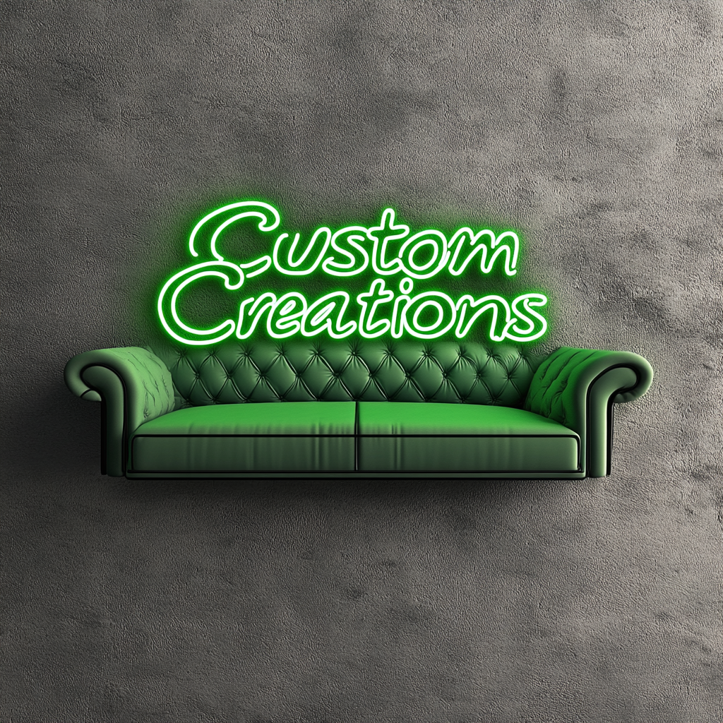 "Custom Creations" - Green Neon Sign, 24 Inches