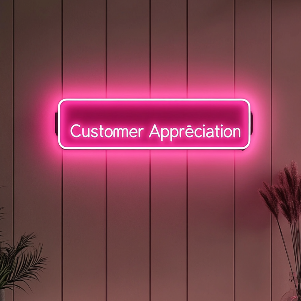 "Customer Appreciation" - Pink Neon Sign, 24 Inches