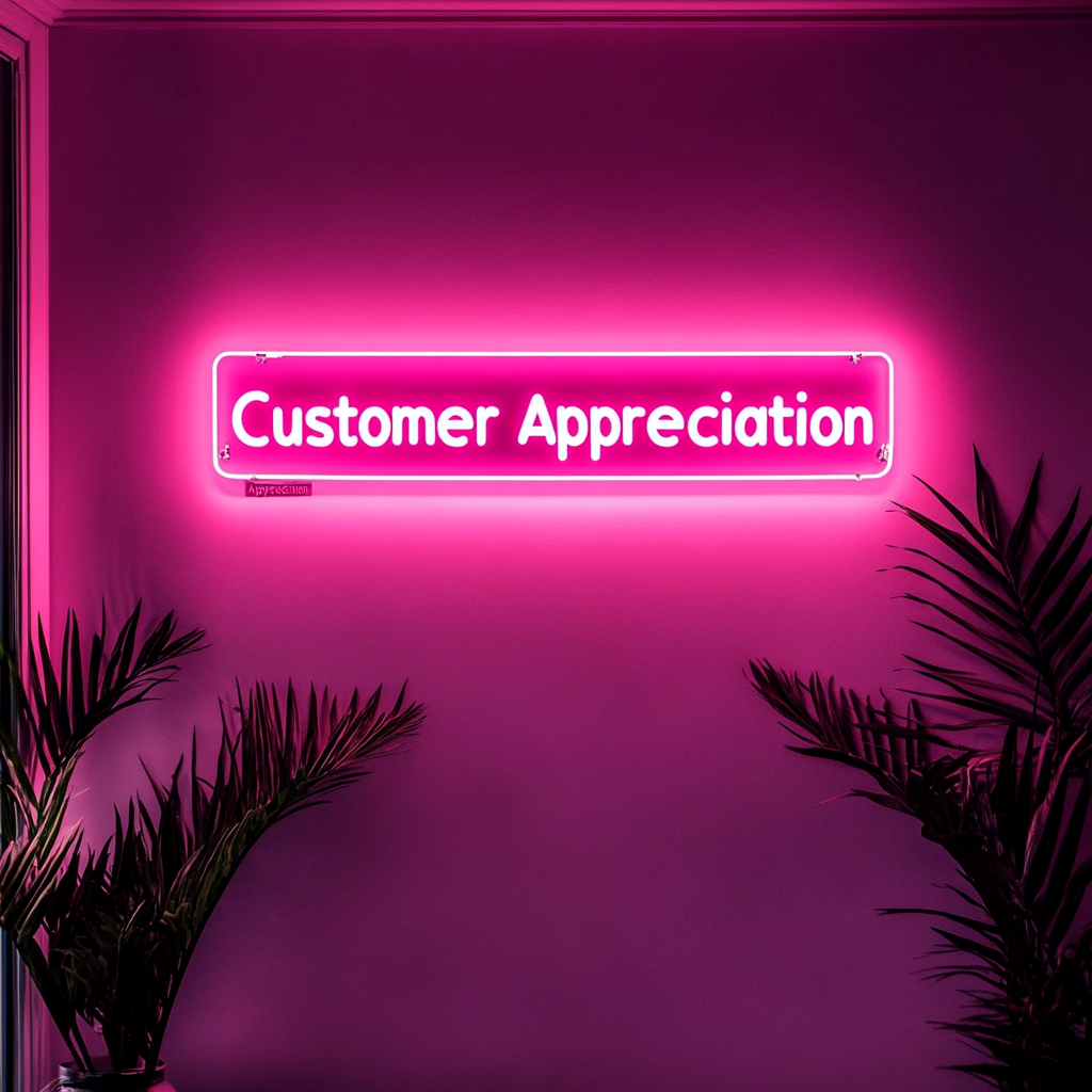 "Customer Appreciation" - Pink Neon Sign, 24 Inches