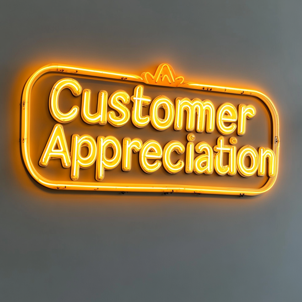 "Customer Appreciation" - Yellow Neon Sign, 24 Inches