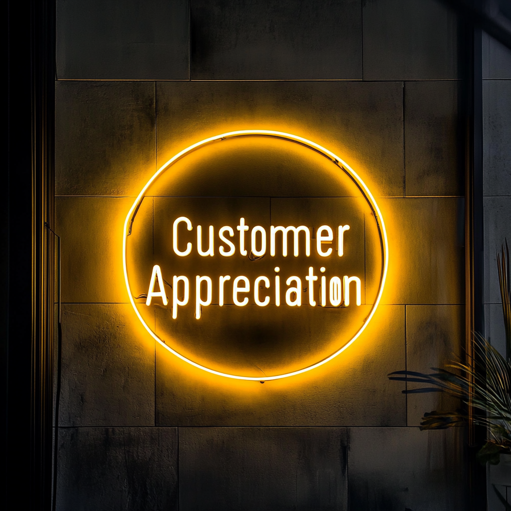 "Customer Appreciation" - Yellow Neon Sign, 24 Inches