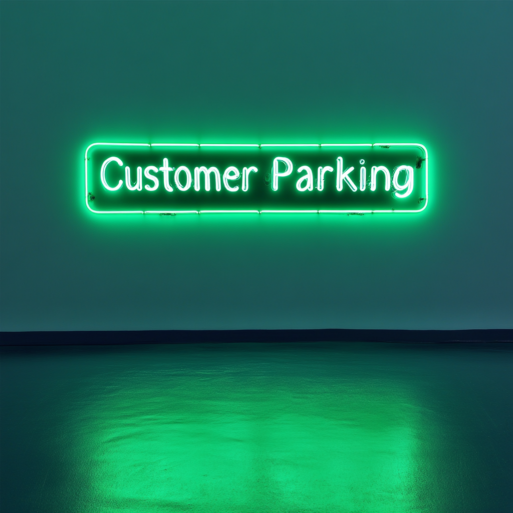 Customer Parking - Green Neon Sign, 18 Inches