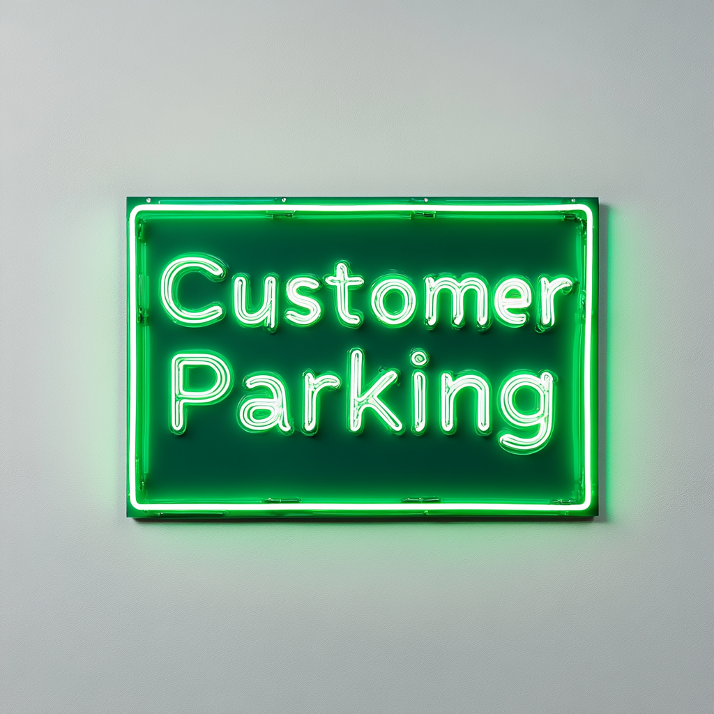 Customer Parking - Green Neon Sign, 24 Inches