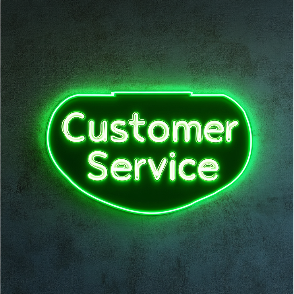 "Customer Service" - Green Neon Sign, 24 Inches