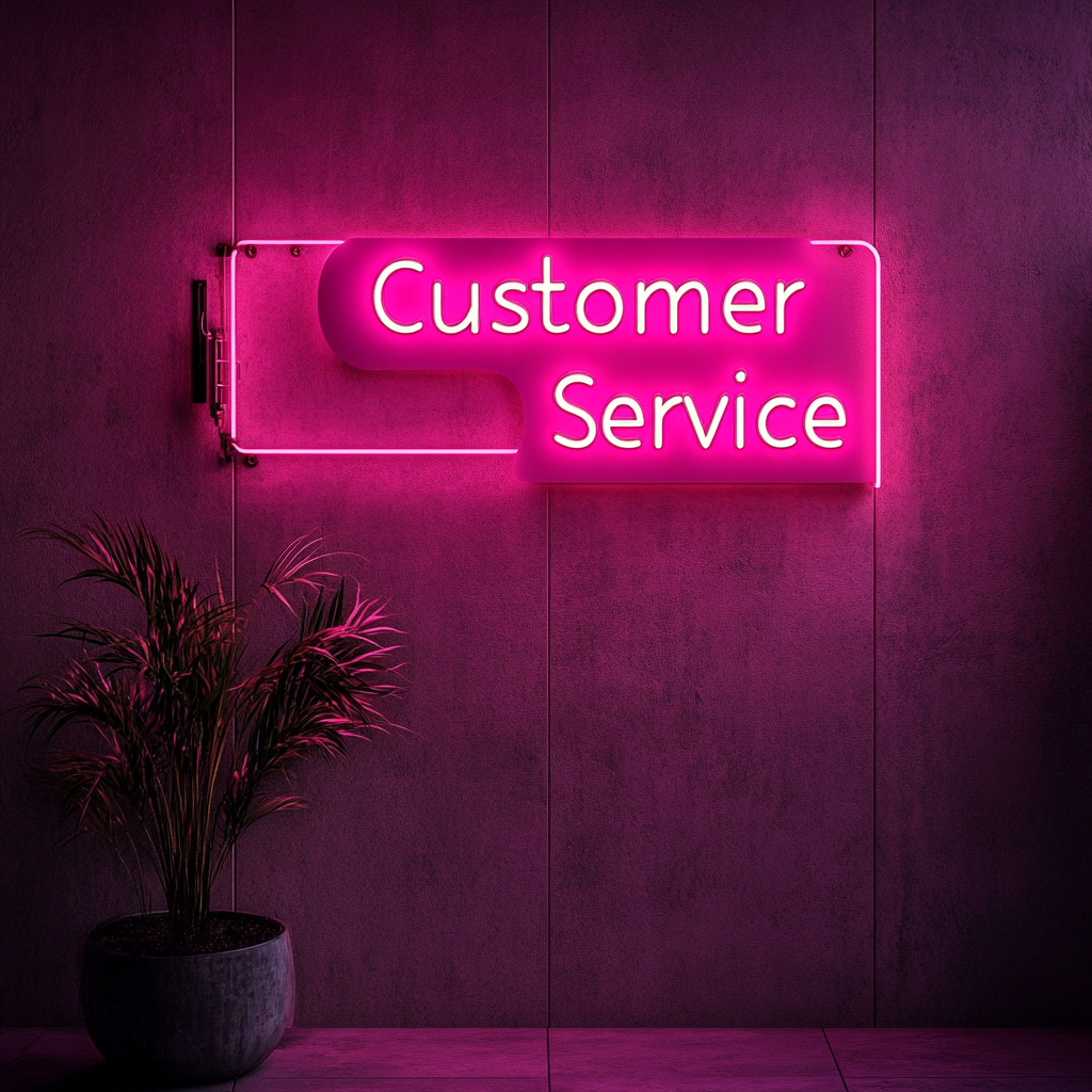 "Customer Service" - Pink Neon Sign, 24 Inches