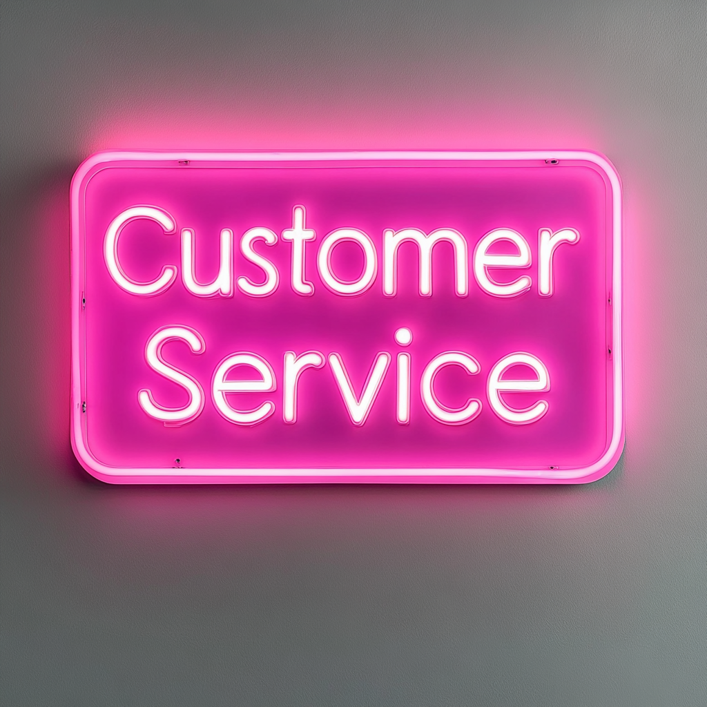 "Customer Service" - Pink Neon Sign, 24 Inches