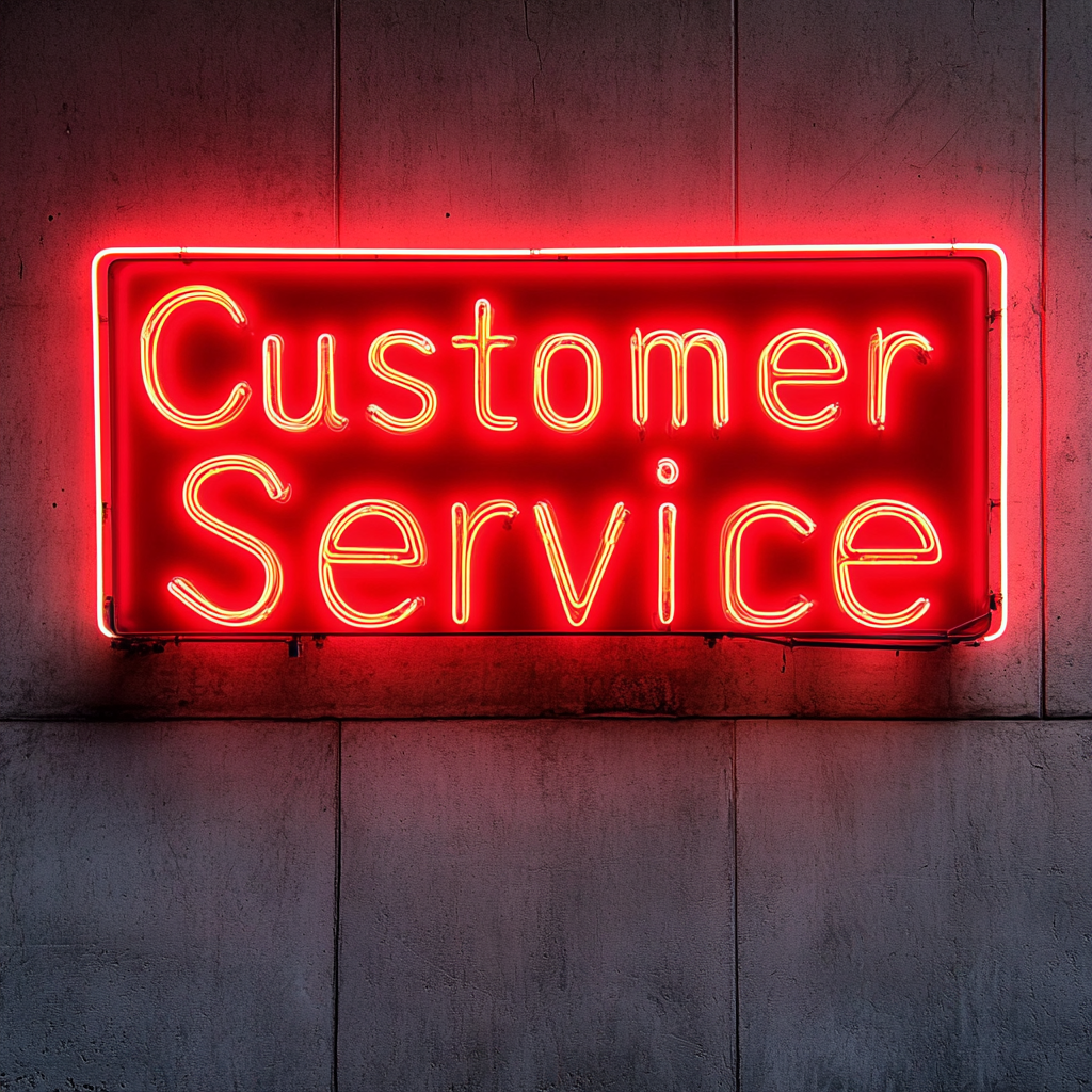 "Customer Service" - Red Neon Sign, 24 Inches
