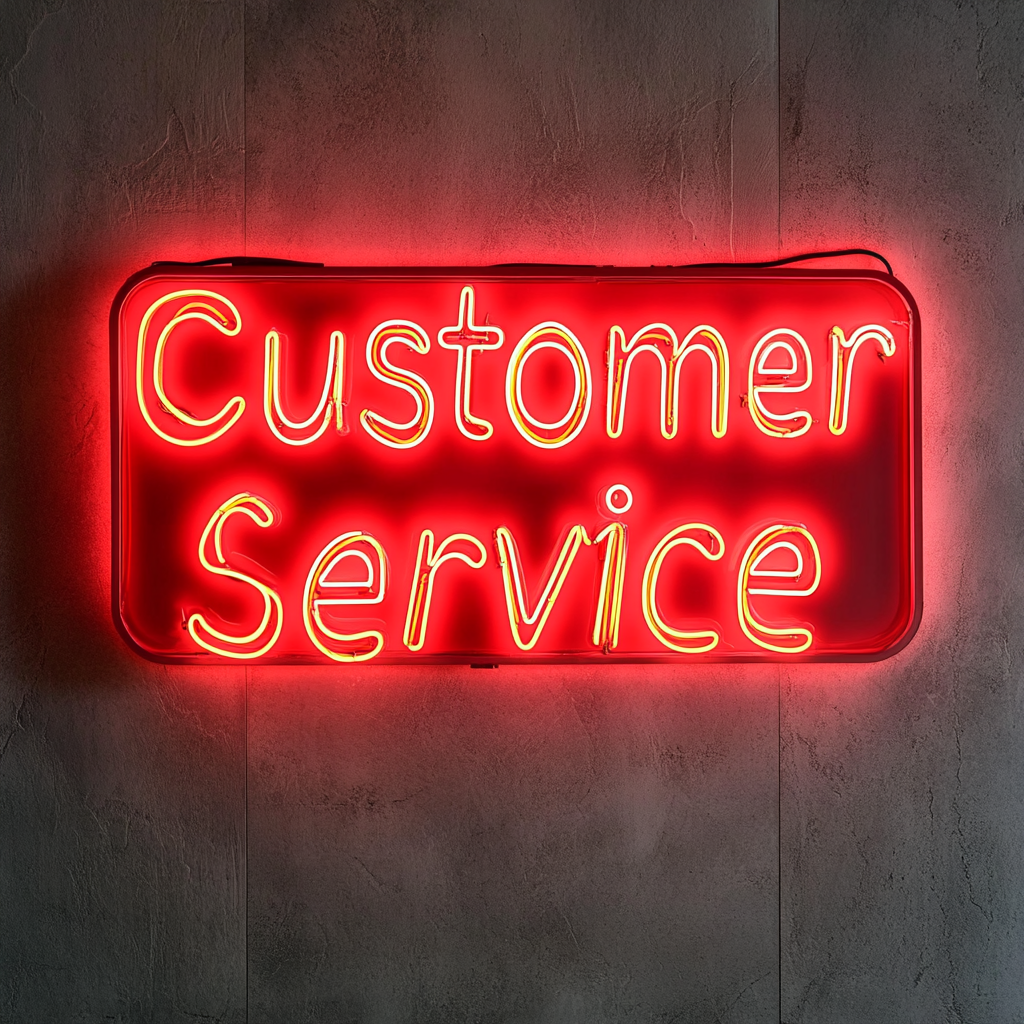 "Customer Service" - Red Neon Sign, 24 Inches