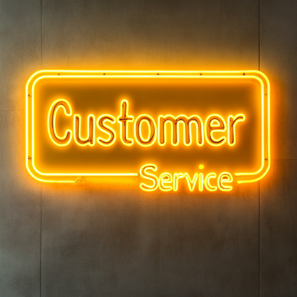 "Customer Service" - Yellow Neon Sign, 24 Inches